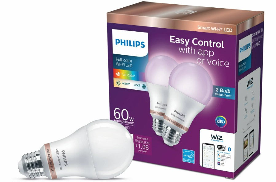 Philips Wiz 2-Pack Wi-Fi Smart Bulb FULL COLOR